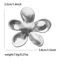 Polished silver stainless steel liquid metal flower brooch with five-petal mirror finish - Silver (5071-SL)