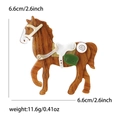 Acrylic acetate horse brooch with wood grain pattern and saddle detail for coats - Brown