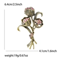 Vintage Tulpen-Brosche in Gold mit bunten Strasssteinen und Größenangaben - Antike Bronze (5208-GD)