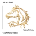 Golden hollow horse head brooch pin measuring 4.8cm and 1.9 inches for suit accessories - Gold