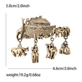 Vintage gold Noah's Ark brooch with animal charms for suits and shirts, retro style accessory - Gold