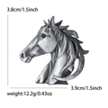 Broche créative en forme de tête de cheval en alliage argenté avec œil en gemme verte - Noir (MM-BR-5211)