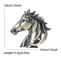 Creative horse head brooch in vintage gold and silver alloy with green gemstone eye - Bronze (YL)
