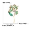 Elegante groene emaille hibiscus broche met parels en kristallen van 5,9 cm bij 3,2 cm - Groen