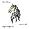 Vintage horse head brooch in antique gold metal with crystal accents for women - Antique Bronze - White Rhinestone