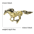 Vintage gold galloping horse brooch with size dimensions and weight specifications - Gold