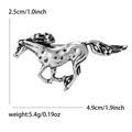 Retro galloping horse alloy brooch with dimensions 4.9cm by 2.5cm for suit jackets - Silver