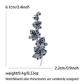 Elegant silver leaf brooch with blue gradient cubic zirconia and size dimensions - Blue (5079-BL)