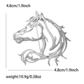 Minimalist silver hollow horse head brooch with dimensions 4.8cm and 10.9g weight - Silver