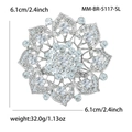 Funkelnde Strass-Sonnenblumen-Brosche aus Silberlegierung mit 6,1 cm Durchmesser Maß - Silber (5117-SL)