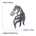 Vintage silver horse head brooch with purple and blue rhinestones and dimensions - Antique Silver-Blue Rhinestone
