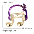 Creatieve muzieknoot broche met paarse emaille hoofdtelefoon in goudlegering - Paars