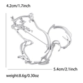 Polished silver squirrel brooch in hollow alloy design, measuring 5.4cm wide - Silver