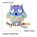 Fashionable owl brooch with colorful floral patterns and red bow in alloy finish - Multicolor (MM-BR-5116)