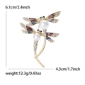 Eleganter Libellen-Brosche aus Goldlegierung mit Perlen und Emaille für Damenbekleidung - Gold 5102-GD