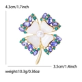 Elegante broche de trébol de cuatro hojas con nácar y circón para chaquetas de moda - Dorado