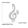 Spilla a forma di chiave di violino in argento con zirconi bianchi per abiti eleganti - Stile Palladio Bianco (8496-SL) / Argento