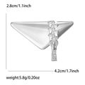 Spilla a triangolo argento con cerniera e zirconi, dimensioni di 4,2x2,8cm - Argento