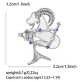 Spilla segno zodiacale Capricorno in argento con strass blu e dettagli in smalto - Capricorno-Argento / Articolo:5253-SL