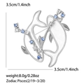 Spilla segno Pesci placcata argento con strass blu e indicazione misura di 3,5 cm - Articolo:5257-SL