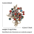 Elegant floral bouquet brooch with colorful rhinestones in vintage gold finish - Antique Gold Multicolor