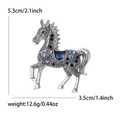 Retro paardenbroche met paarse en blauwe kristallen in zilveren afwerking, 5,3x3,5cm - Antiek Zilver Blauw