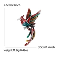 Spilla a forma di fenice con smalto multicolore, strass rossi e dimensioni di 5,5 cm - Argento Antico-Rosso