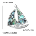 Broche voilier vintage avec incrustations en nacre d'abalone et accents en strass argent - Style de Voilier en Argent