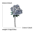 Elegante spilla a rosa con cristalli blu e smalto verde, altezza di 6,0 cm circa - Blu (Bianco K)