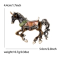 Spilla a carosello con unicorno in oro vintage con dimensioni e peso del prodotto - caffè