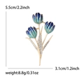 Elegant tulip flower brooch with gradient enamel and rhinestones 5.5cm x 3.1cm - Blue