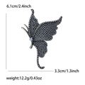 Especificaciones de tamaño del broche de mariposa con perlas con altura y anchura - Negro
