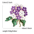 Detail of enamel hydrangea brooch with purple petals and sparkling crystal accents - White Purple Style