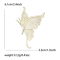 Elegante broche de mariposa dorado con perlas blancas y medidas, altura 6,1cm y peso 12,2g - Dorado