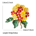 Detailed size and weight view of the red and yellow enamel hydrangea flower brooch - Red Yellow Style