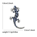 Blue rhinestone lizard gecko brooch in silver alloy with dimensions 5.9cm by 3.5cm - Blue Gecko Style (5331-BL)