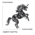 Detaillierte Größenangaben für die Strass-Einhorn-Brosche mit Maßen in Zentimetern - Waffenschwarz (5313-SL) / Schwarz