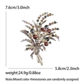 Elegant rhinestone bouquet brooch in colorful alloy with dimensions 7.6cm by 5.8cm - Coffee Gold Purple