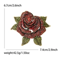Broche de rosa vintage con cristales rojos y verdes en oro antiguo con dimensiones - Oro Antiguo-Rojo (5276-RD)