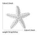 Broche de estrella de mar con cristales, joya de estilo playa tropical de 5,8 cm - Blanco