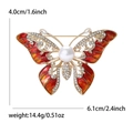 Broche de mariposa de lujo con esmalte rojo degradado, cristales blancos y una perla - Mariposa Roja (5316)