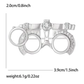 Detailed size parameters of silver eyeglass frame brooch with white rhinestones - Silver