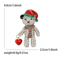 Creative Christmas bear brooch with crystals and enamel heart charm in 4.0x2.5cm size - KC Gold-Multicolor