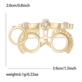 Creative golden optometry trial frame brooch with rhinestones for suits, 3.9cm by 2.0cm - Gold