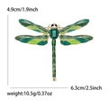 Exquisite Emaille-Libelle-Brosche mit grünen Strasssteinen und Kristallflügeln auf Weiß - Grün (KC Gold-Grün 5344-GN)