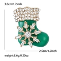 Broche chaussette de Noël en émail vert avec cristaux brillants sur monture dorée - Vert