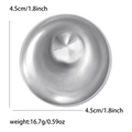 Macro detail showing 4.5cm diameter and 16.7g weight of the round stainless steel brooch - Silver