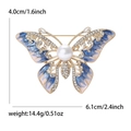 Broche mariposa esmalte azul rosa con perla blanca y pedrería de 6,1 cm de ancho - Mariposa Azul (5316)