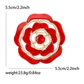 Eleganter roter Blumenanstecker aus Acryl mit Goldrand und Kristallzentrum, 5.5cm Durchmesser - KC Gold & Rot