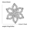 Detailed view of flower brooch with metal texture, showing size 5.0cm x 4.2cm and 19.6g weight - Silver (5377-SL)